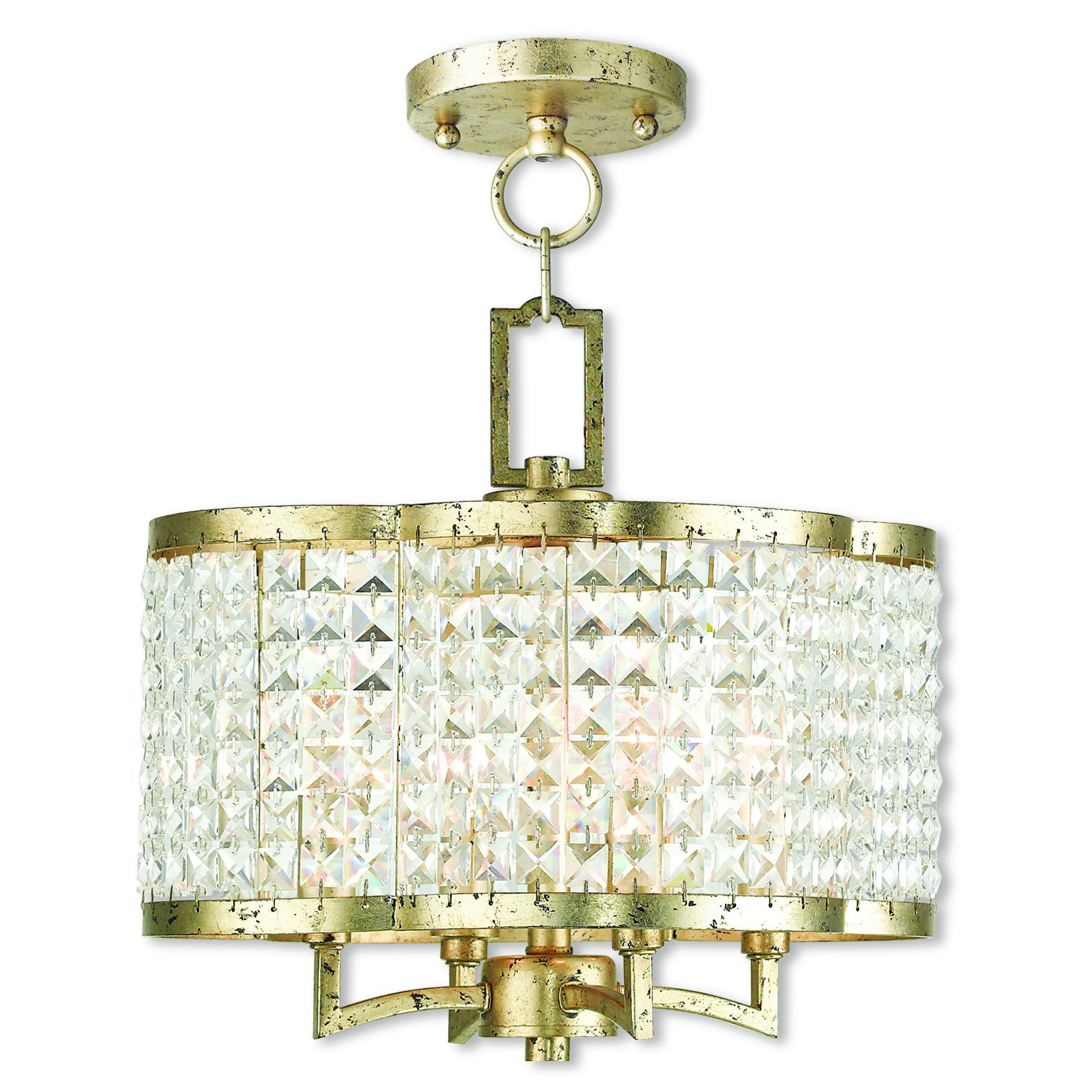 Livex Lighting Grammercy Winter Gold Mini Crystal 4 Light Semi Flush Chandelier