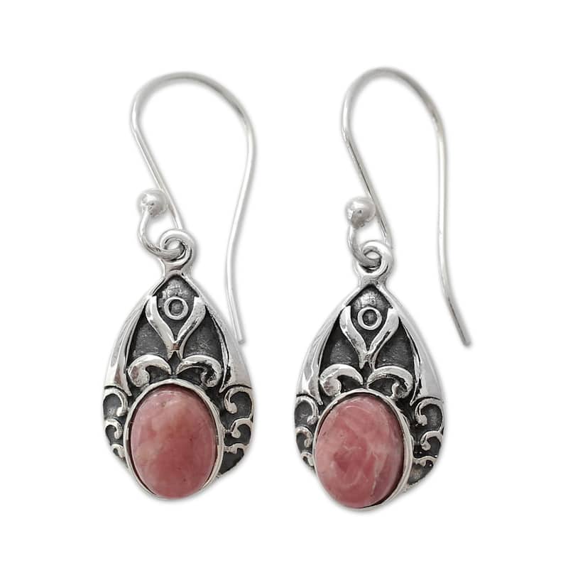 NOVICA Handmade Sterling Silver 'Agra Princess' Agate Earrings (India) - 1.3*0.4