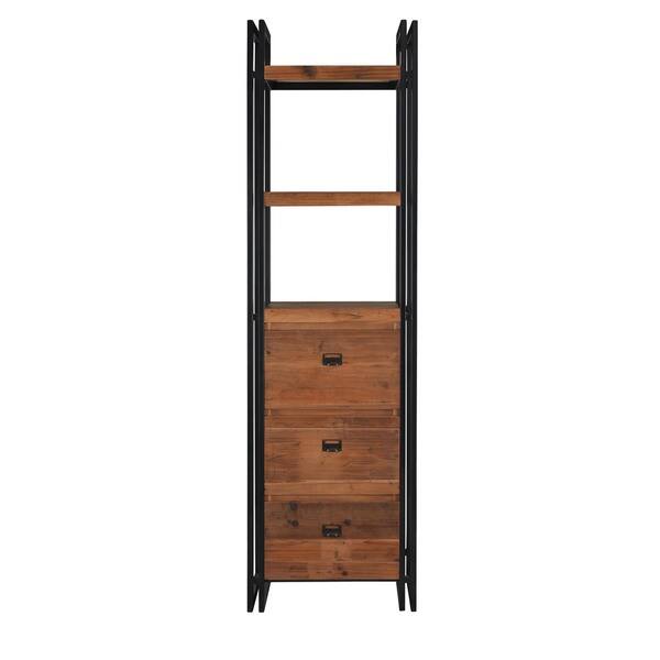 Aurelle Home Industrial Rustic Bookcase with Drawers Overstock 11950115