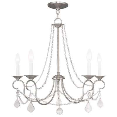 Livex Lighting Pennington Brushed Nickel Crystal 5-light Chandelier