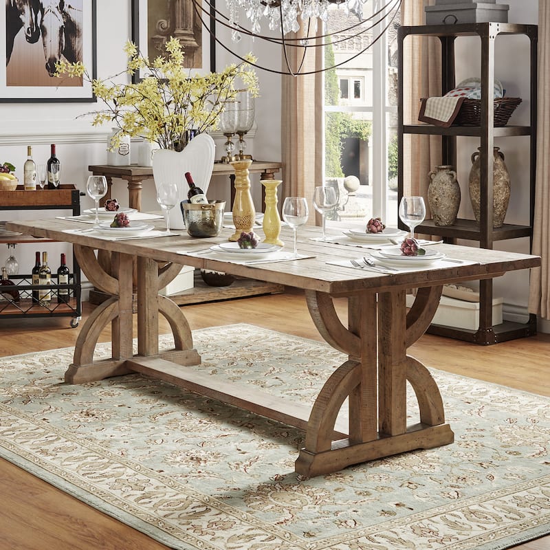 Paloma Reclaimed Wood Rectangular Trestle Table by iNSPIRE Q Artisan - Brown