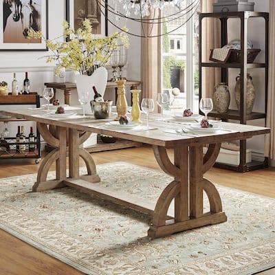 Paloma Reclaimed Wood Rectangular Trestle Table by iNSPIRE Q Artisan - Brown