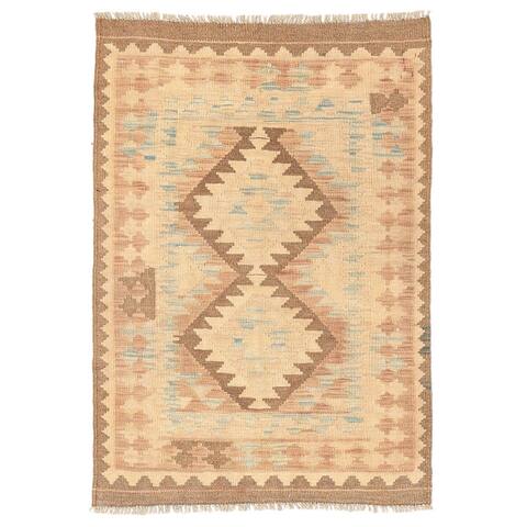 Handmade One-of-a-Kind Mimana Kilim Wool Rug (Afghanistan) - 2'8 x 3'11