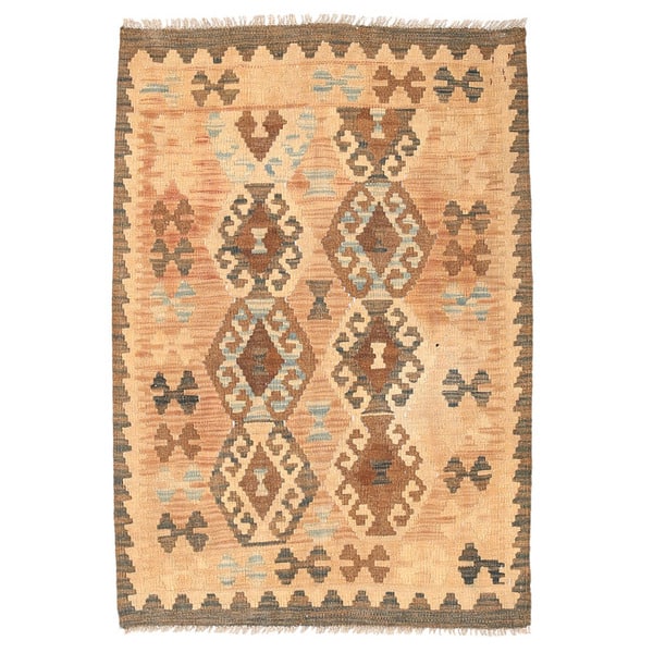 slide 2 of 3, Handmade One-of-a-Kind Wool Mimana Kilim (Afghanistan) - 2'9 x 4'1
