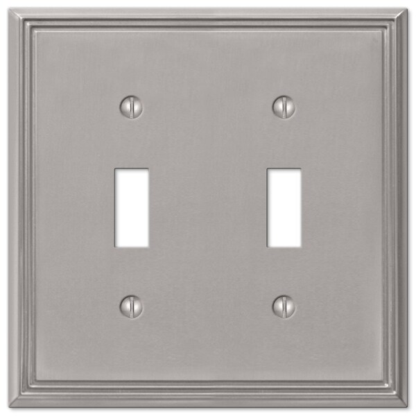 Amertac 77TTBN 2 Toggle Brushed Nickel Cast Metal Wallplate