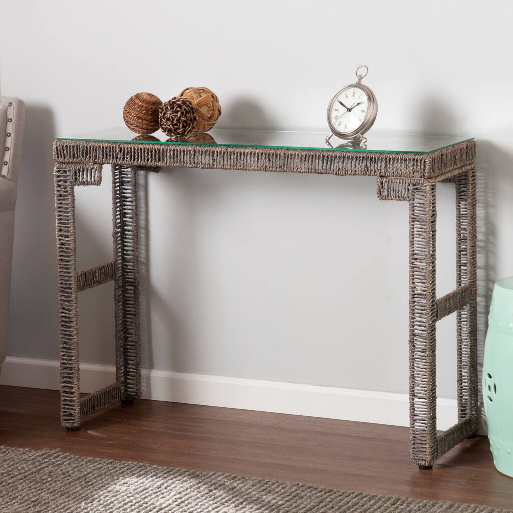 SEI Furniture Alvin Woven Sofa/ Console Table