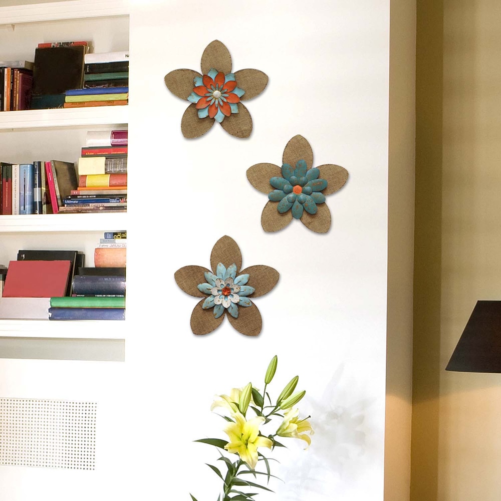 Shop Stratton Home Decor Multicolor Burlap Mdf Metal Flower Wall