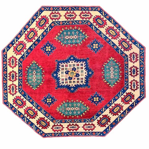 Handmade One-of-a-Kind Kazak Wool Rug (Afghanistan) - 7' x 8'