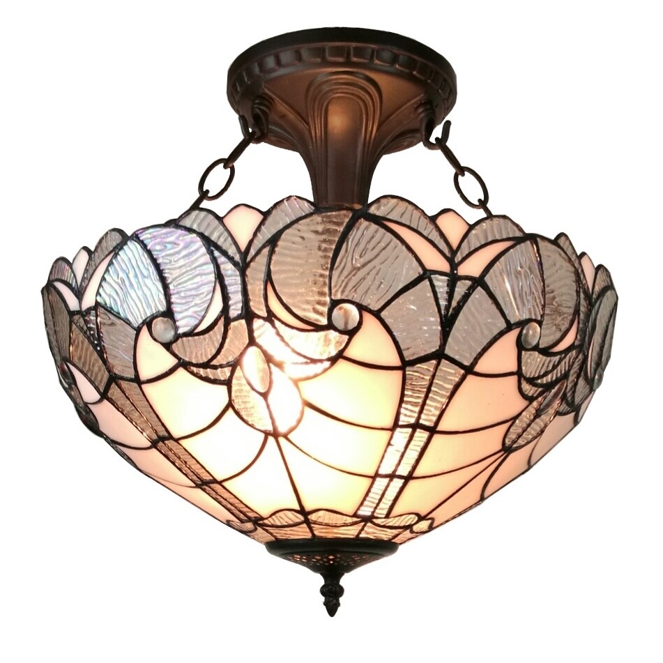 Shop Amora Lighting Mahogany Finished Glass Tiffany Style Ceiling