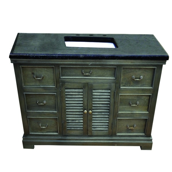Y-Decor Solidified 48" W x 24" D Vanity in Gray w/ Black Vanity Top
