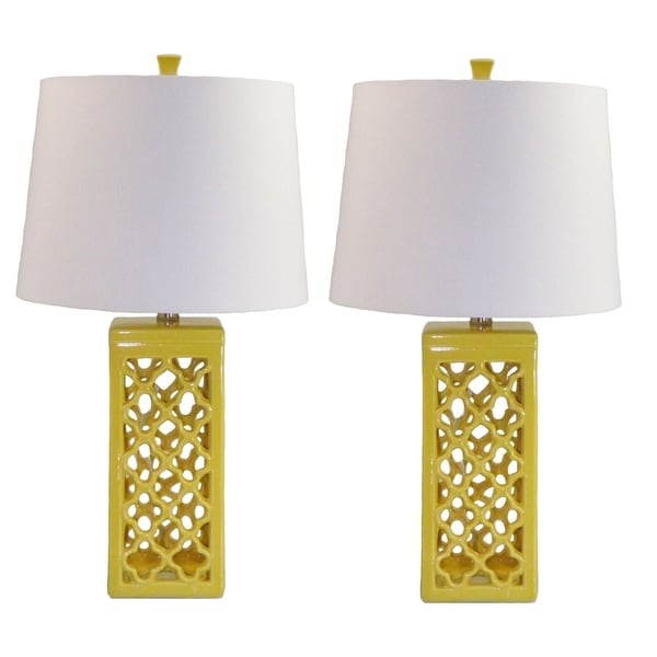 Shop Dara Yellow Glazed Ceramic 24-inch Height Lamp (Set ...