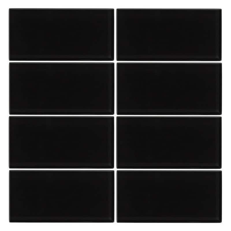 Vicci Design Black Glass 3x6 6-square Foot Subway Tiles (case Of 48 