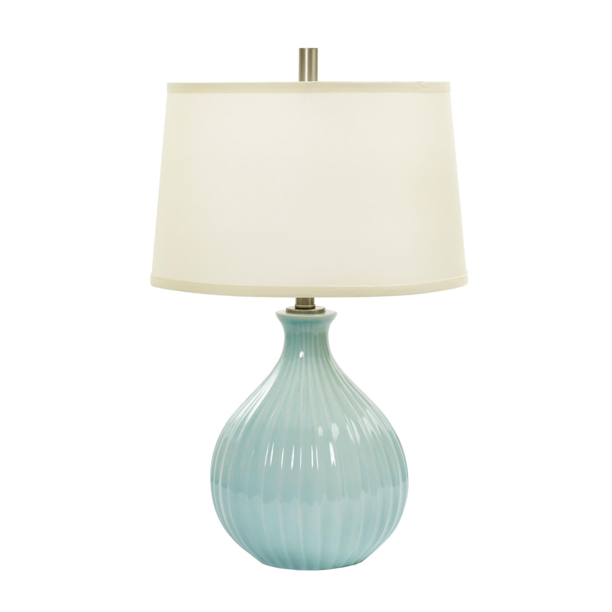 26-inch Spa Blue Crackle Ceramic Table Lamp w/Ripple Design