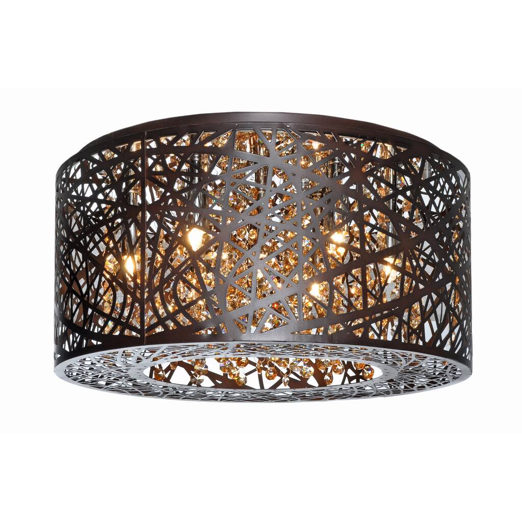 Inca Brown Metal, Steel 7 Light Flush Mount Light Fixture