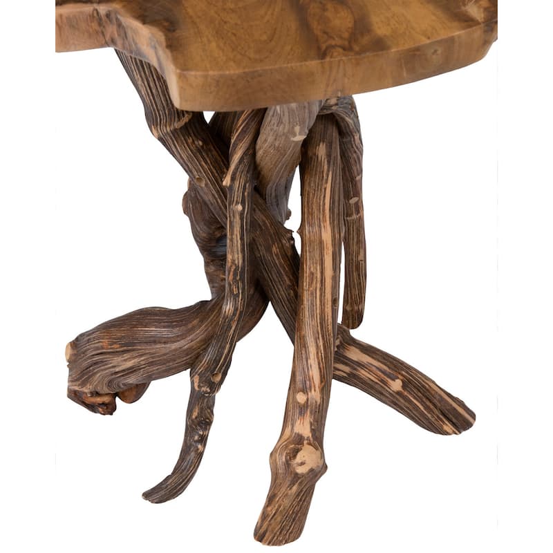 Natural Teak Top Accent Table With Root Base by East at Main