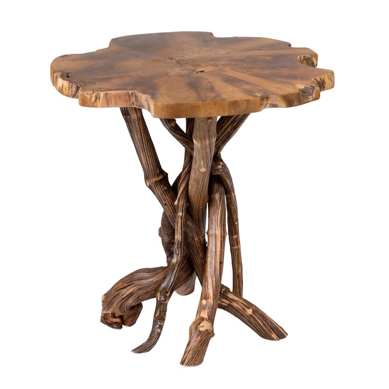 Natural Teak Top Accent Table With Root Base by East at Main