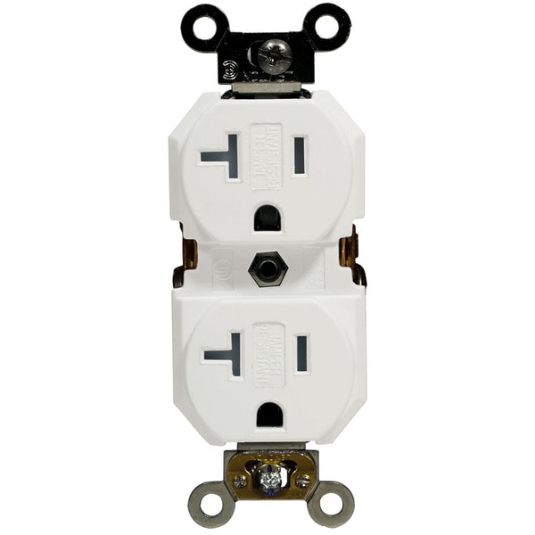 Leviton 231-TBR20-00W White 20 Amp Duplex Receptacle - Bed Bath ...