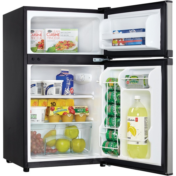 compact black fridge freezer