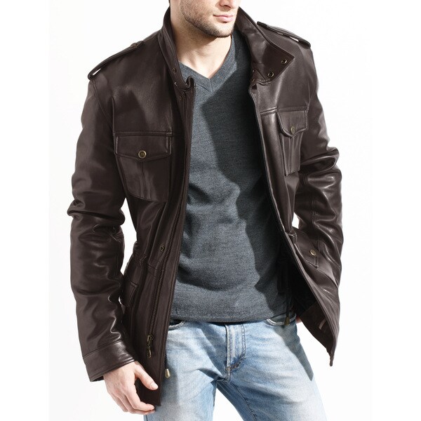Men's Brown Lambskin Leather Jacket - 18840234 - Overstock.com Shopping ...