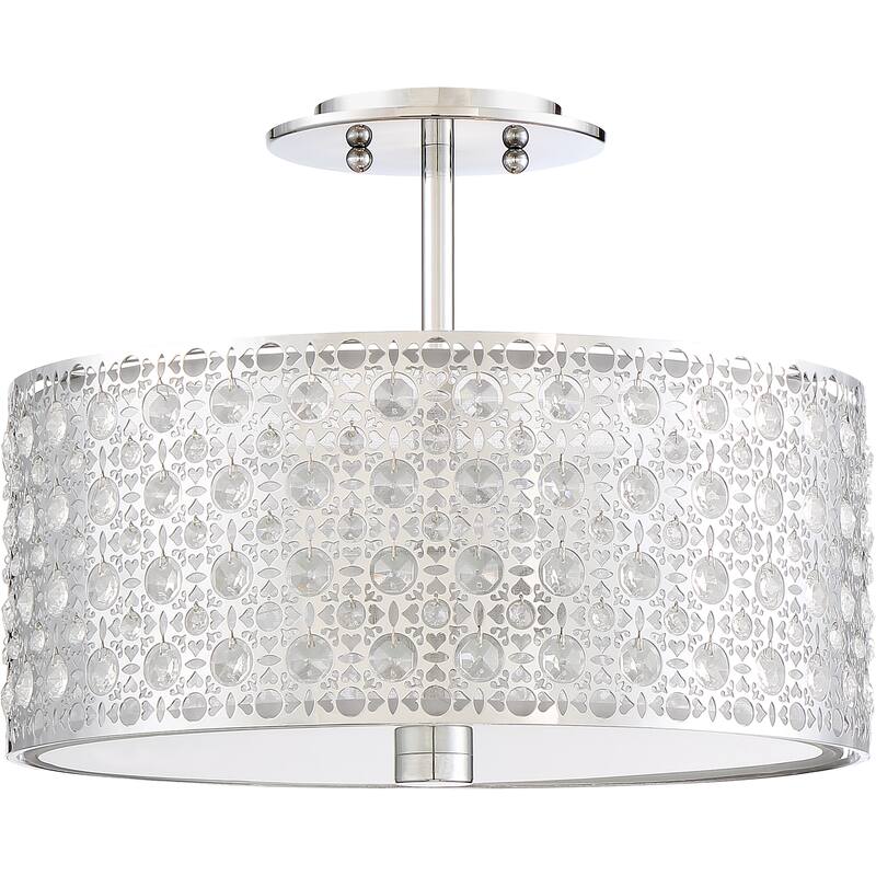 Quoizel Platinum Collection Verity Polished Chrome Crystal 3-light Flush Mount - Silver
