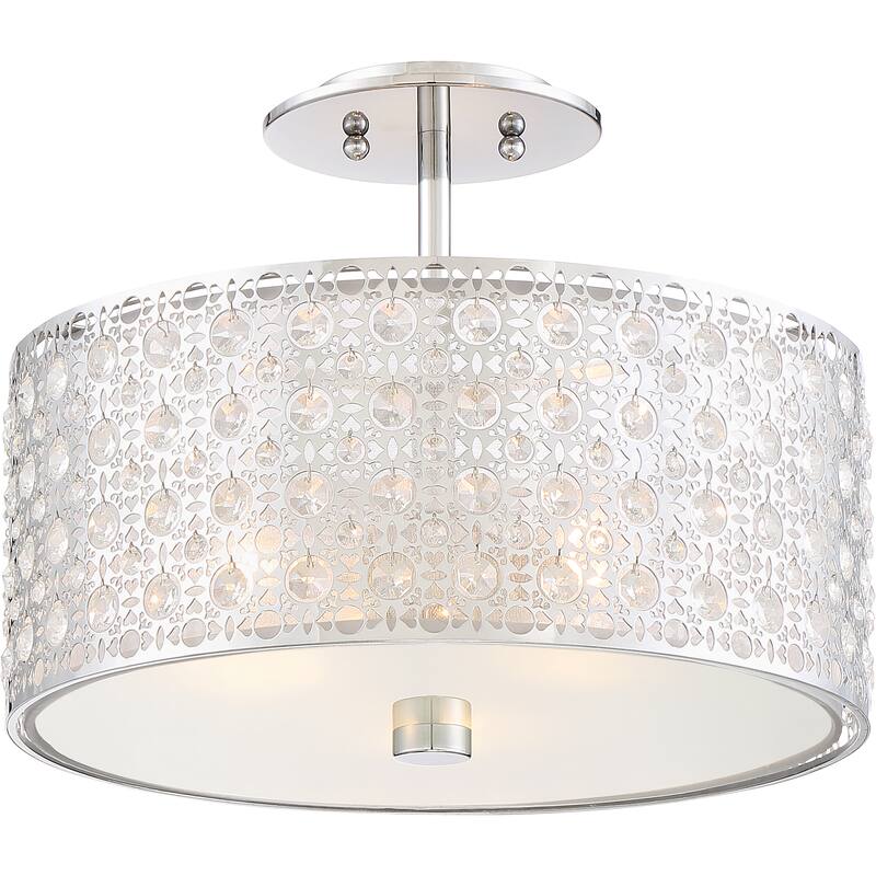Quoizel Platinum Collection Verity Polished Chrome Crystal 3-light Flush Mount - Silver