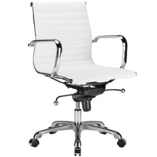 White Office Conference Room Chairs Online At Poly And Bark White Vegan Leather Ribbed Mid Back Chair