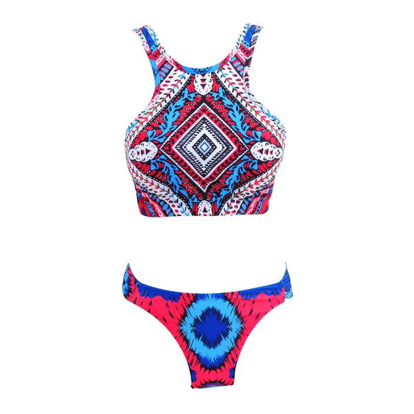 Shop Zodaca Women's Tribal High-neck 2-piece Halter Bikini Swimsuit ...