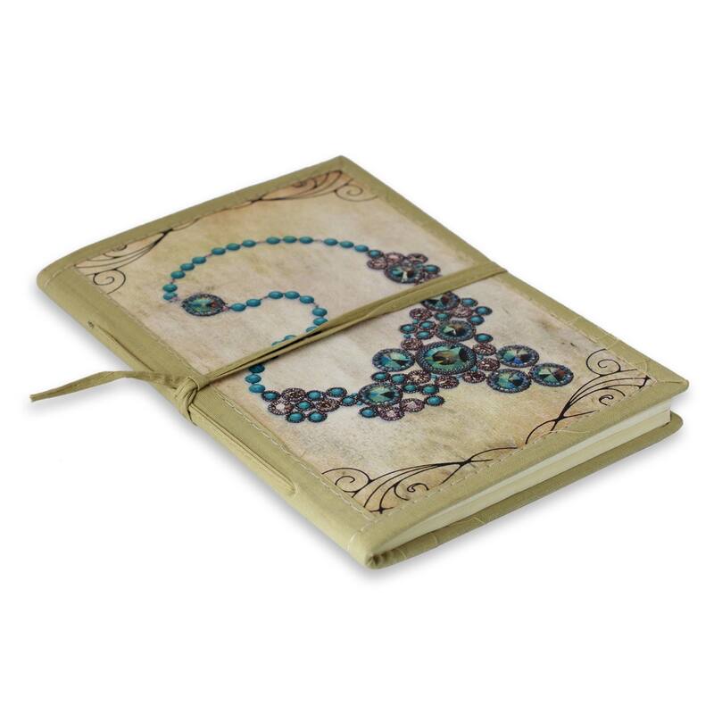 Handmade Paper 'Blue Gems' Journal (India)