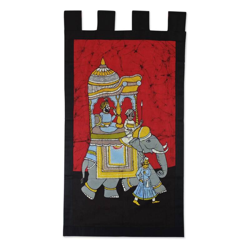 Handmade Cotton Batik 'Royal Outing' Wall Hanging (India)