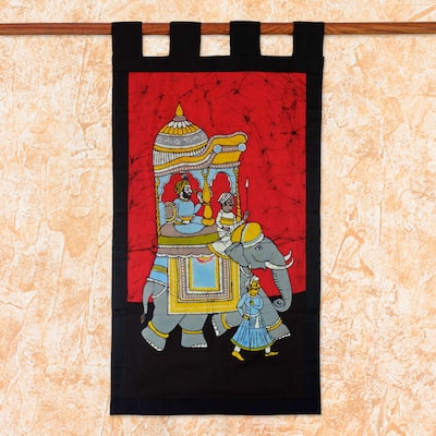 Handmade Cotton Batik 'Royal Outing' Wall Hanging (India)