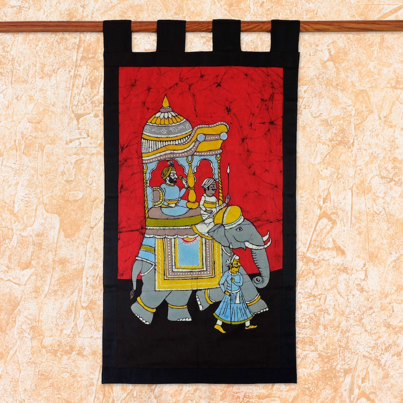 Handmade Cotton Batik 'Royal Outing' Wall Hanging (India)
