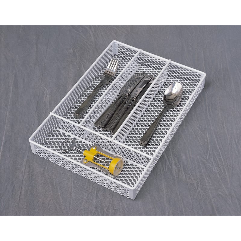 ClosetMaid White Stainless Steel Drawer Utensil Organizer