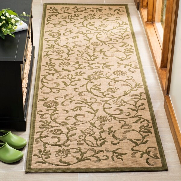 Martha Stewart by Safavieh Swirling Garden Cream/ Green Indoor/ Outdoor Rug - 2' 7 x 8' 2