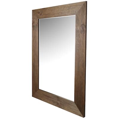 Hobbitholeco. 34x46 inch Pine Wood Hand Stained Beveled Mirror (Inner mirror 24X36) Vanity Hallway Bathroom Bedroom Large XL