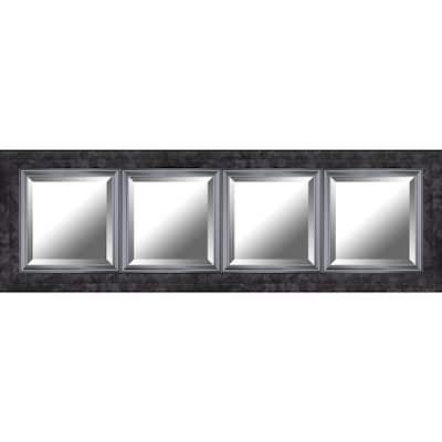 Hobbitholeco. Black 19.25 x 60.75 Marble Style Frame with Liner Beveled Mirror (4 Inner Mirrors 12 x 12 Each)