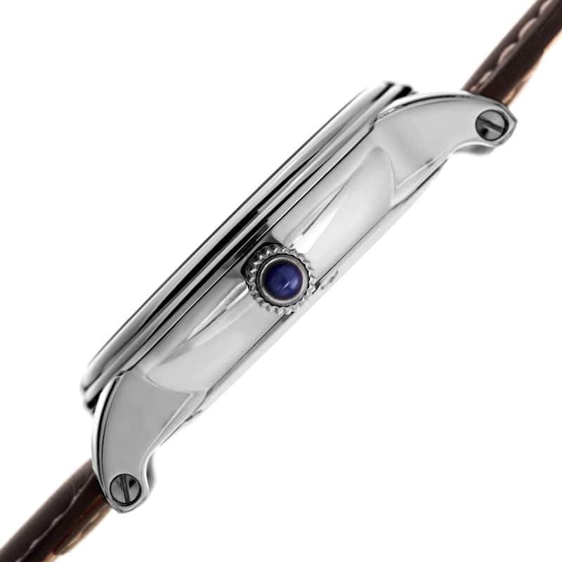 Akribos XXIV Men's Quartz Retrograde Dual-Time Blue Leather Strap Watch