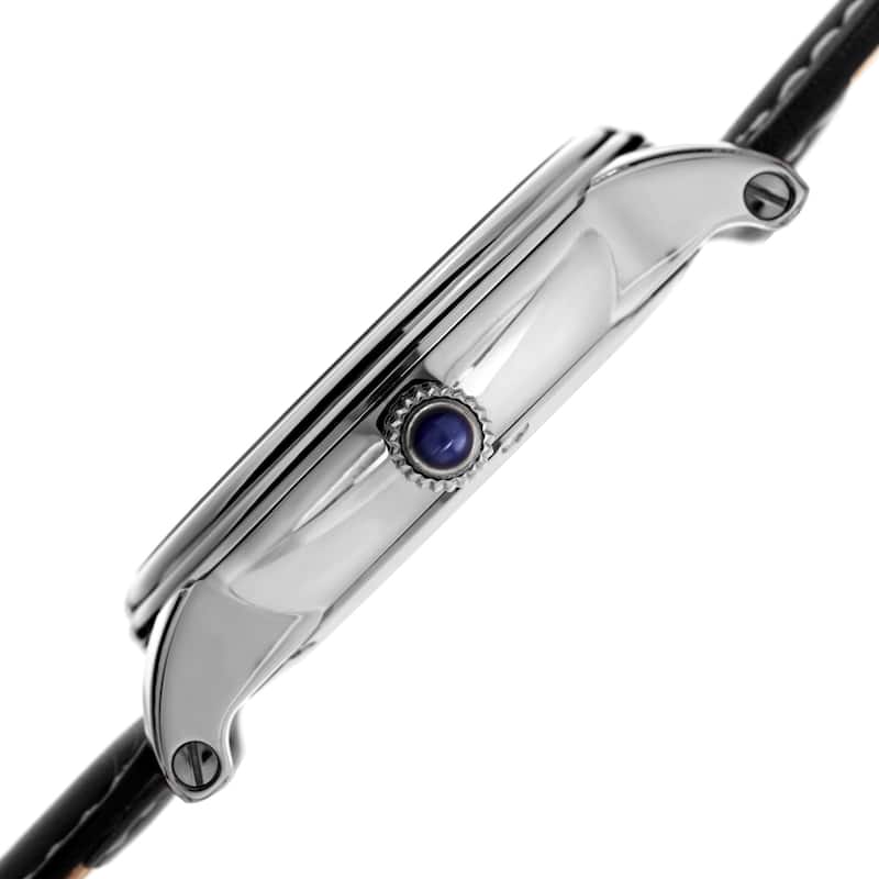 Akribos XXIV Men's Quartz Retrograde Dual-Time Silver-Tone Leather Strap Watch