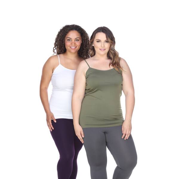 White Mark Women's Polyester/Spandex Plus-size Tank Tops (Pack of 2) - Overstock - - Green/White