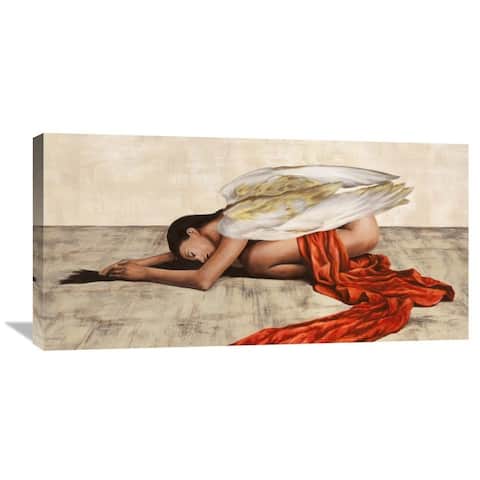 Global Gallery Sonya Duval 'Reclined Angel' Stretched Canvas Artwork - Red