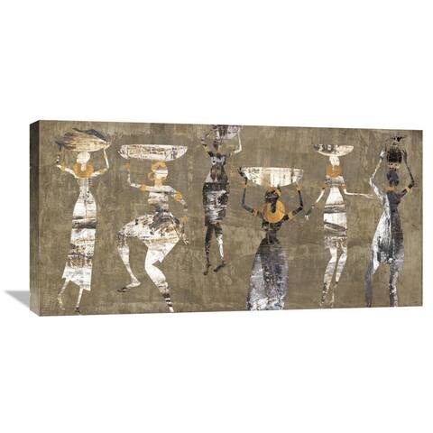 Global Gallery Cynthia Fields 'African Dance' Stretched Canvas Artwork - Brown