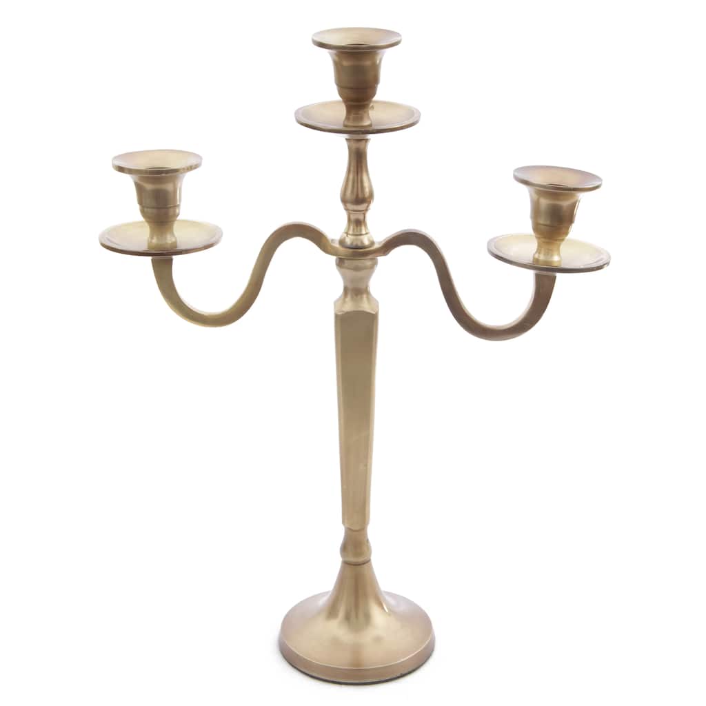 Gold Aluminum 3-arm Candelabra