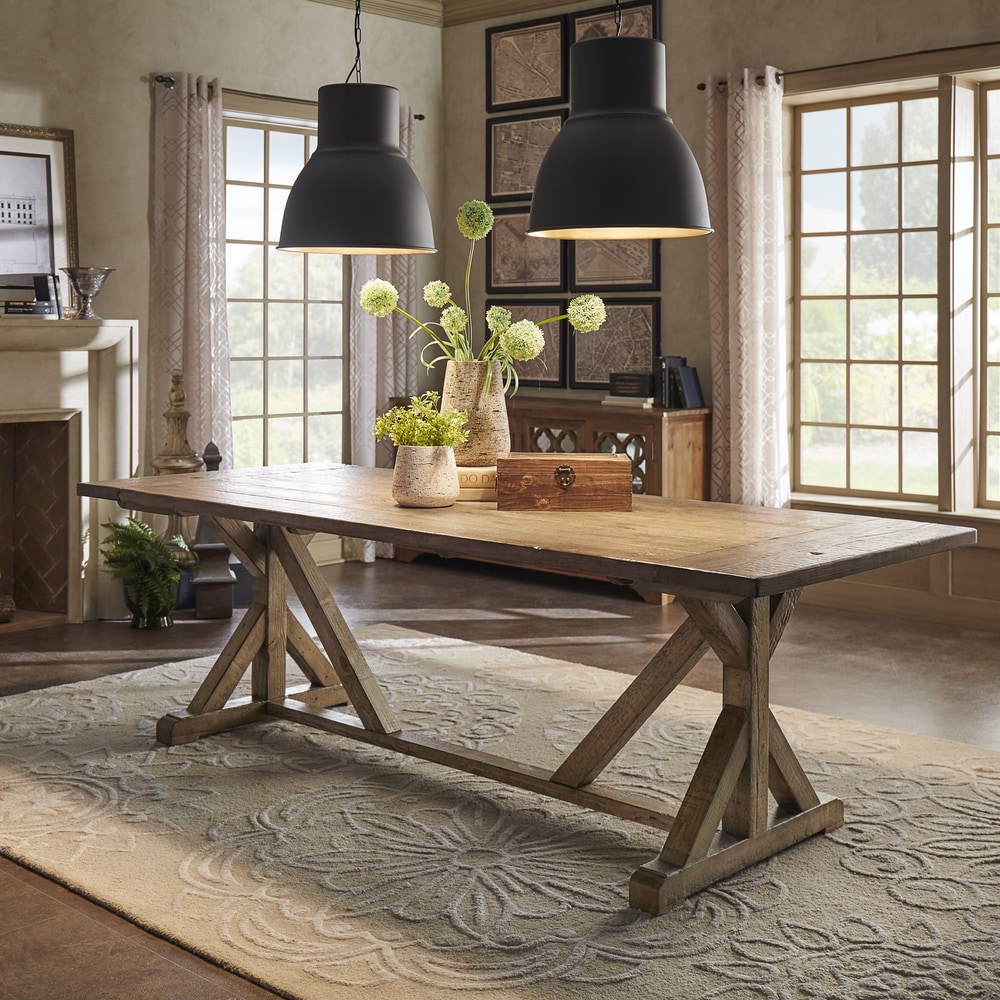 iNSPIRE Q Artisan Paloma Rustic Reclaimed Wood Trestle Farm Table