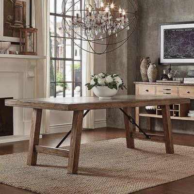 Dakota Oak Reinforced Concrete Trestle Dining Table by iNSPIRE Q Artisan - Brown