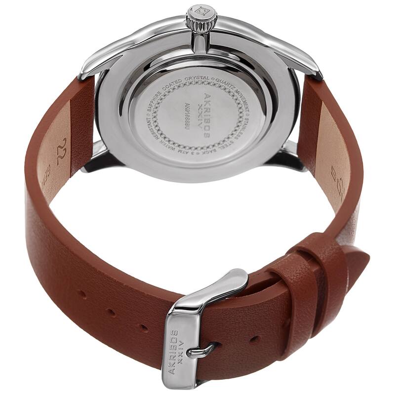 Akribos XXIV Men's Quartz Leather Blue Strap Watch