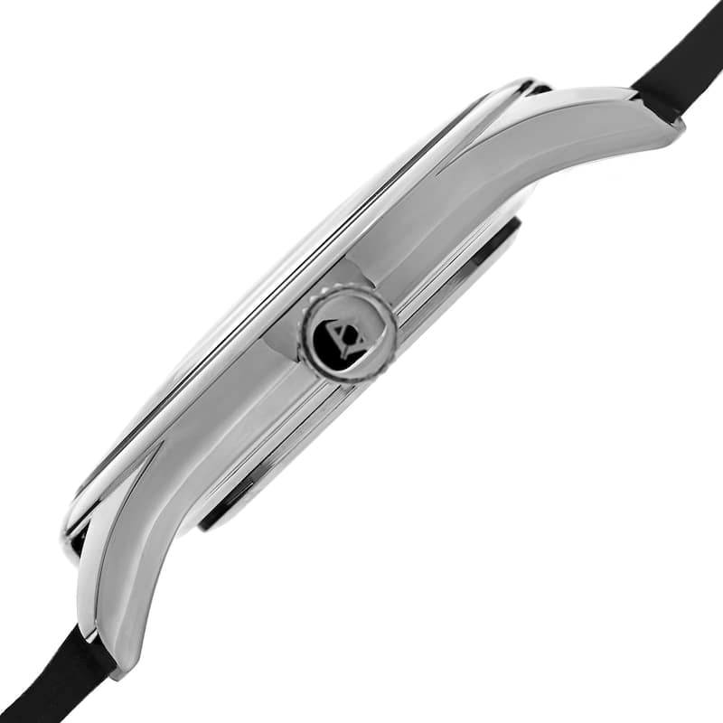 Akribos XXIV Men's Quartz Leather Black Strap Watch
