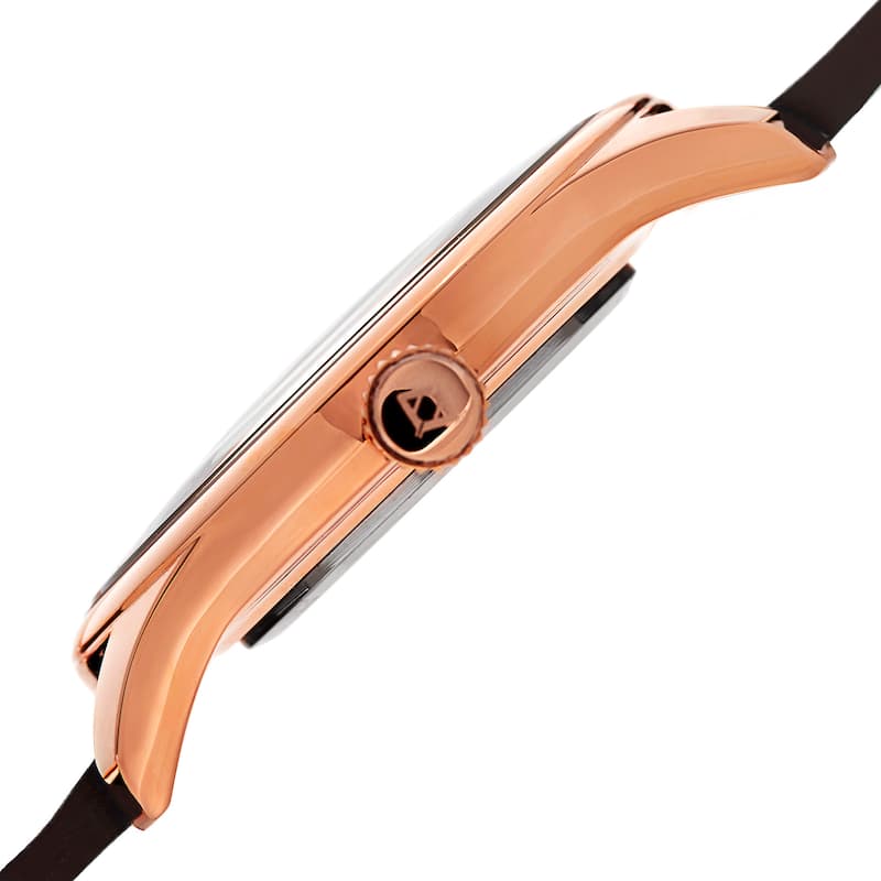 Akribos XXIV Men's Quartz Leather Brown Strap Watch