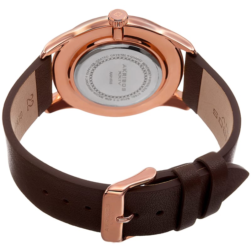 Akribos XXIV Men's Quartz Leather Brown Strap Watch