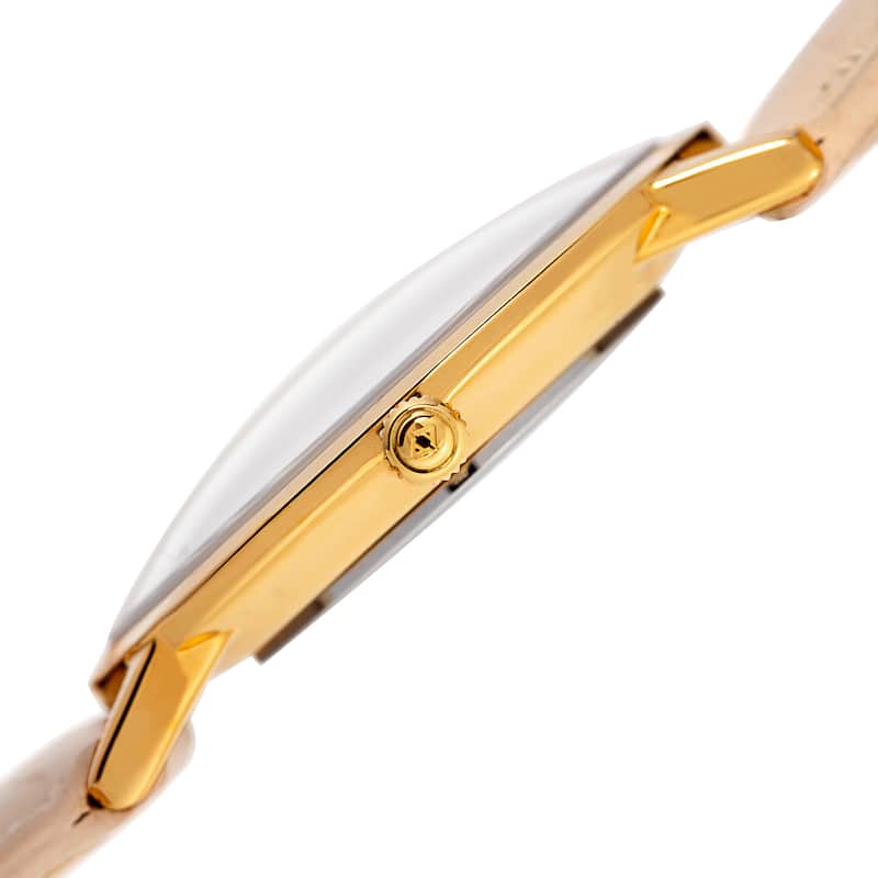 Akribos XXIV Women's Quartz Easy to Read Leather Beige Strap Watch