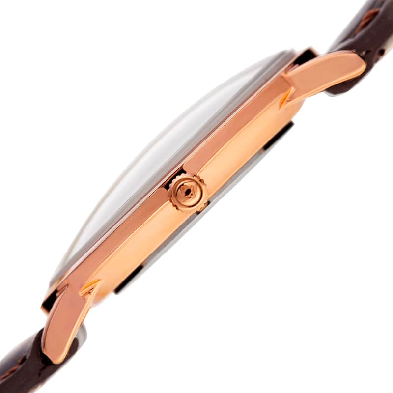 Akribos XXIV Women's Quartz Easy to Read Leather Rose-Tone Strap Watch