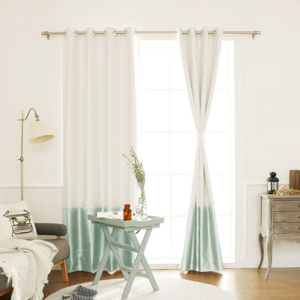 Aurora Home Faux Silk Colorblock Blackout Curtain Panel - 52 x 84